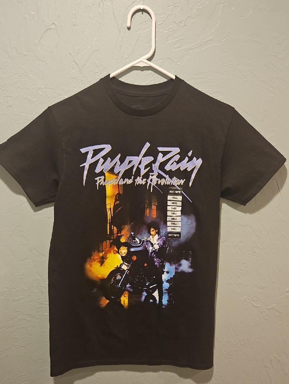 Hot Topic Black 'Purple Rain' Graphic Tee with Purple & Yellow Artwork